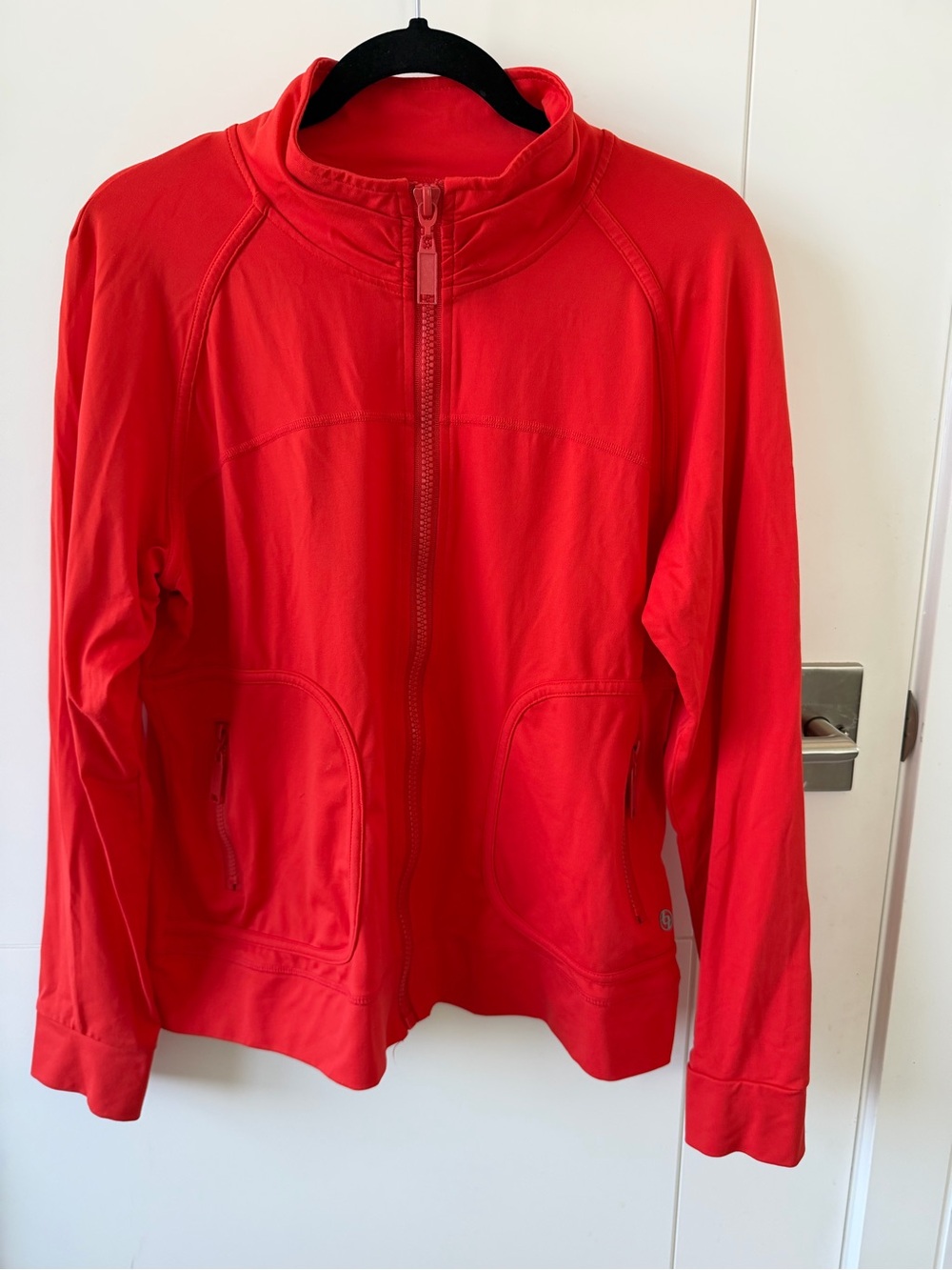 Lija Vibrant Tomato Red Zip-Up Athletic Jacket